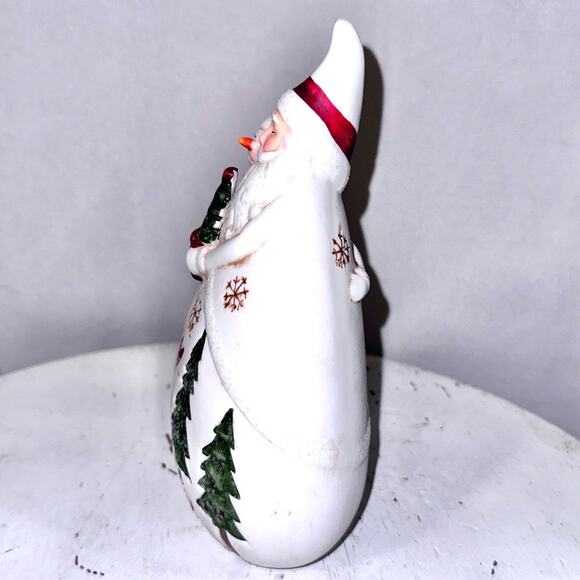 Mr. & Mrs. Claus Snowmen Hugging Flitter Folk Art Rustic Christmas Figurine - Picture 2 of 6